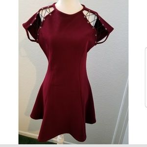 Burgundy Lace Skater Dress